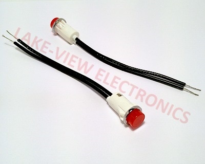 INDICATOR LAMP 125V RED NEON 4.6" LEADS 0.50" MNT HOLE