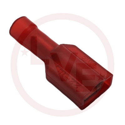 TERMINAL QDC FEMALE 22-18 AWG .250 X .032 FULLY INSULATED RED TIN PLATED
