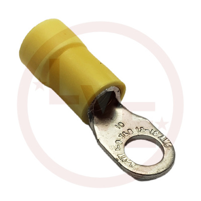 TERMINAL RING 12-10 AWG #10 STUD PVC INSULATED YELLOW TIN PLATED