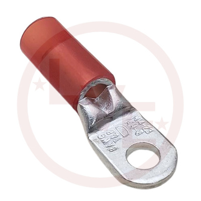 TERMINAL RING 6AN #10 STUD INSULATED RED NYLON
