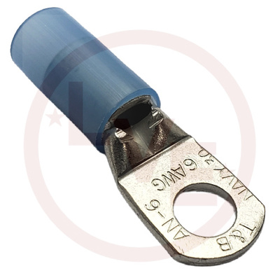 TERMINAL RING 6AN AWG 1/4" STUD NYLON INSULATED BLUE TIN PLATED