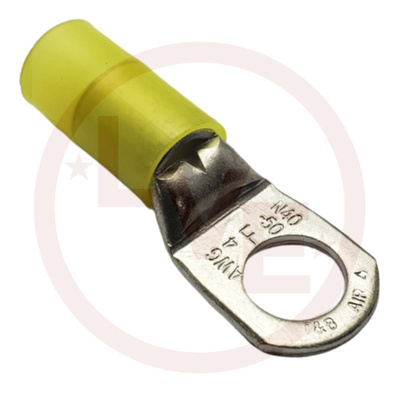 TERMINAL RING 4AN AWG 3/8" STUD NYLON INSULATED YELLOW TIN PLATED