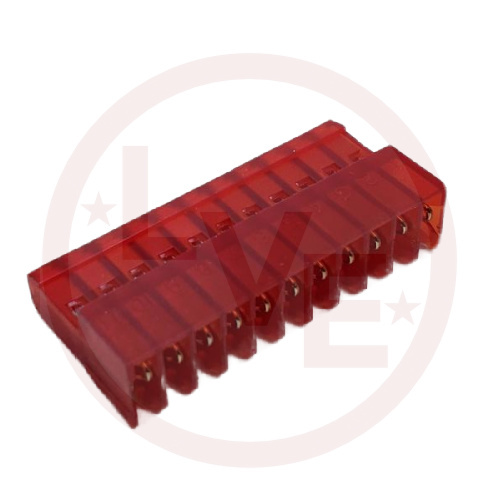 CONNECTOR HEADER RECEPTACLE 11 POS MTA .100"P RED