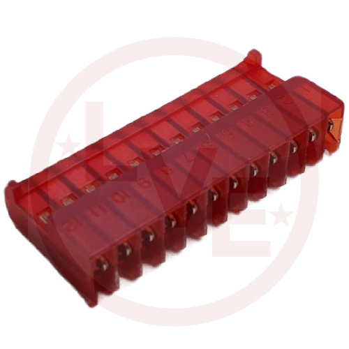 CONNECTOR HEADER 12 POS MTA RIGHT ANGLE MNT IDC .100"P RED