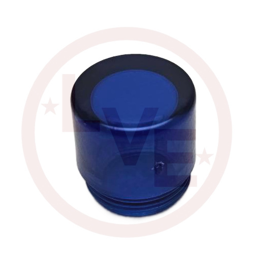 INDICATOR LENS BLUE CAP TRANSPARENT CYLINDRICAL FLAT FACE