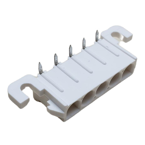 TE CONN 1-350945-0 CONNECTOR HEADER RIGHT ANGLE 5 POS THROUGH HOLE .250"P WHITE