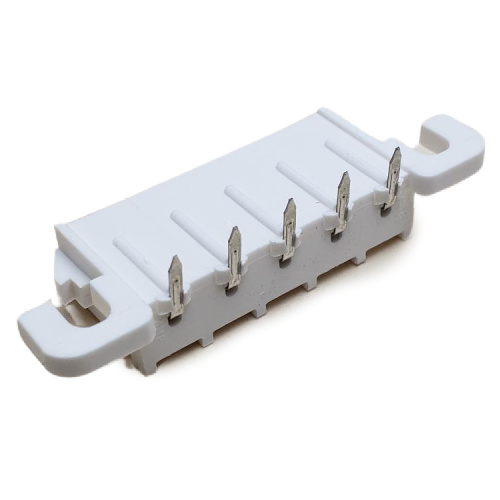 CONNECTOR HEADER RIGHT ANGLE 5 POS THROUGH HOLE .250"P WHITE