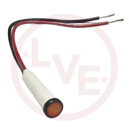 INDICATOR 28V AMBER LED 6" LEADS BLK BEZEL PNL MNT LIGHT