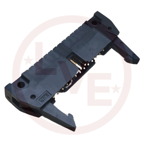 AMP 499141-6 CONNECTOR HEADER 26 POS RIGHT ANGLE W/LATCH .100"P BLACK