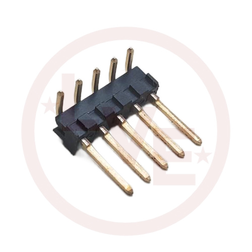 CONNECTOR HEADER 5 POS MALE RIGHT ANGLE .100"P 15AU BLACK