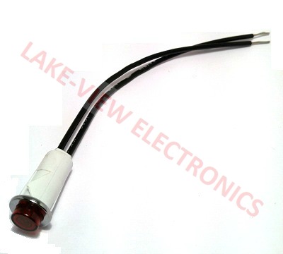 INDICATOR LAMP 125V RED NEON 6" LEADS SNAP MNT