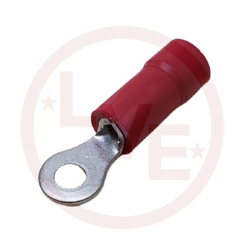 TERMINAL RING 22-18 AWG #4 STUD RED PVC