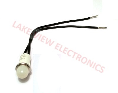 INDICATOR 125V WHITE NEON 6" LEADS PNL LIGHT