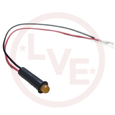 INDICATOR 28V AMBER LED 6" LEADS PNL MT LIGHT